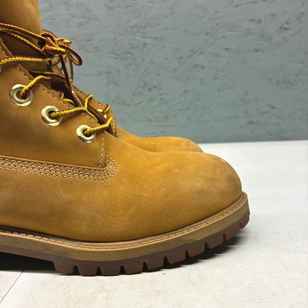 Timberland 6 Inch Premium Waterproof Boots Youth 4.5 Brown Nubuck Leather